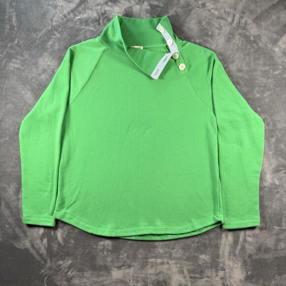 J.CREW Tops - J. Crew Women’s Kelly Green Funnel Neck Big Button Pullover Size Large